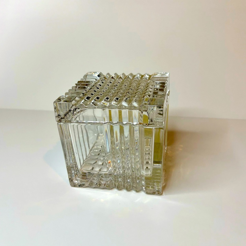Mikasa Regency Crystal Cube Jewelry Box 3.25” Cube Trinket or Candy Dish